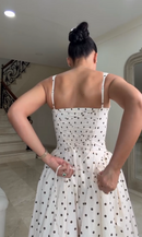 Vestido Alexandria - Poá Off-White e Preto