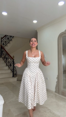 Vestido Alexandria - Poá Off-White e Preto