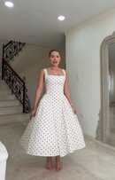 Vestido Alexandria - Poá Off-White e Preto