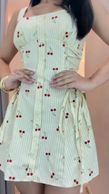 Vestido Cereja - Listrado Amarelo