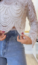 Conjunto Pérola - Branco e Jeans Claro