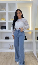 Conjunto Pérola - Branco e Jeans Claro