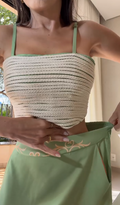 Conjunto Leona - Verde com Floral Laranja