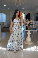 Conjunto Royal - Branco com Bordado Azul