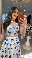 Conjunto Royal - Branco com Bordado Azul