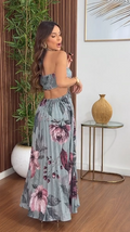 Vestido Alice - Floral Verde Acinzentado