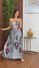 Vestido Alice - Floral Verde Acinzentado