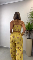 Conjunto 100% Linho - Amarelo Floral