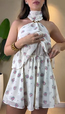 Macaquinho Estampado - Floral Off-White