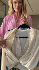 Blusa Transpassada Manga Bufante - Creme