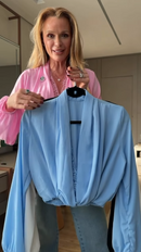 Blusa Transpassada Manga Bufante - Azul Claro