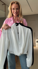 Blusa Transpassada Manga Bufante - Branco