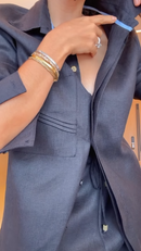 Conjunto Chumbo Camisa Cropped e Calça Pantalona - Chumbo