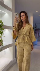 Conjunto Jacquard Mostarda com Amarração - Mostarda
