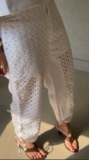 Conjunto Laise Branco Blusa e Calça com Amarração - Branco