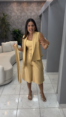 Trijunto Amarelo Colete Alongado, Regata e Bermuda - Amarelo