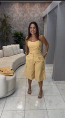Trijunto Amarelo Colete Alongado, Regata e Bermuda - Amarelo