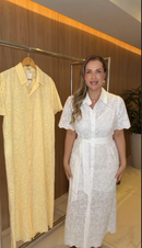 Vestido Chemise de Laise com Cinto - Branco