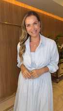 Vestido Listrado Busto Lastex com Camisa - Listrado Azul Claro