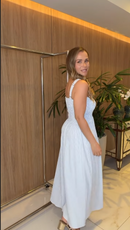 Vestido Listrado Busto Lastex com Camisa - Listrado Azul Claro