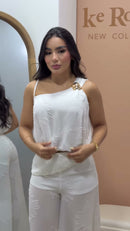 Conjunto Branco Assimétrico - Frente