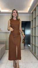 Conjunto Marrom Regata Saia - Frente