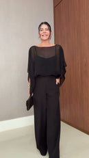 Conjunto Preto Chiffon - Frente