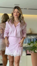 Conjunto Rosa Camisa Renda - Frente