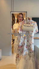 Vestido Floral Midi Chemise - Floral Branco