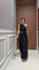 Vestido Longo Preto Um Ombro - Preto