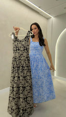 Vestido Midi Bordado Richelieu - Azul Claro