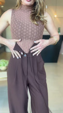 Calça Pantalona Marrom com Amarração - Marrom Chocolate