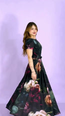 Vestido Longo Floral Dark - Preto Floral
