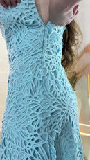 Vestido Midi Renda Azul Tiffany - Azul Tiffany