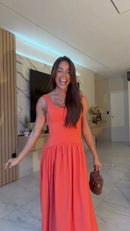 Vestido Longo Coral Costas Abertas - Coral