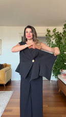 Conjunto Alfaiataria Um Ombro - Preto