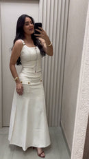 Conjunto Corset 100% Linho Cru - Cru
