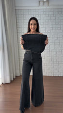 Conjunto Jeans Preto Corset - Jeans Preto
