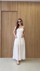 Vestido Longo Busto Franzido - Branco