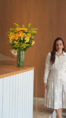 Vestido Chemise Listrado Bordado - Bege Listrado
