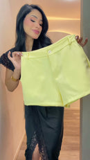 Conjunto Cropped Babado e Shorts - Amarelo