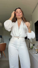 Blusa Branca Transpassada Renda - Off White