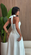 Vestido Branco Halter Midi - Branco