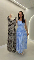 Vestido Midi Bordado Richelieu - Azul Claro