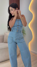 Macacão Jeans Tomara que Caia - Jeans Claro