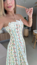 Vestido Floral Renda no Busto - Branco Floral