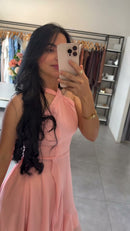 Vestido Rosa Frente Única Mullet - Rosa Claro