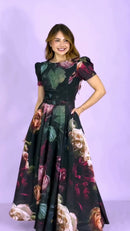 Vestido Longo Floral Dark - Preto Floral