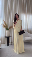 Vestido Amarelo Manga Capa - Amarelo Claro