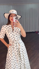Vestido Chemise Poá Preto e Branco - Off White Poá